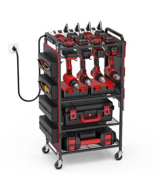 Power Tool Organizer Cart Charging Station Rolling Wheels