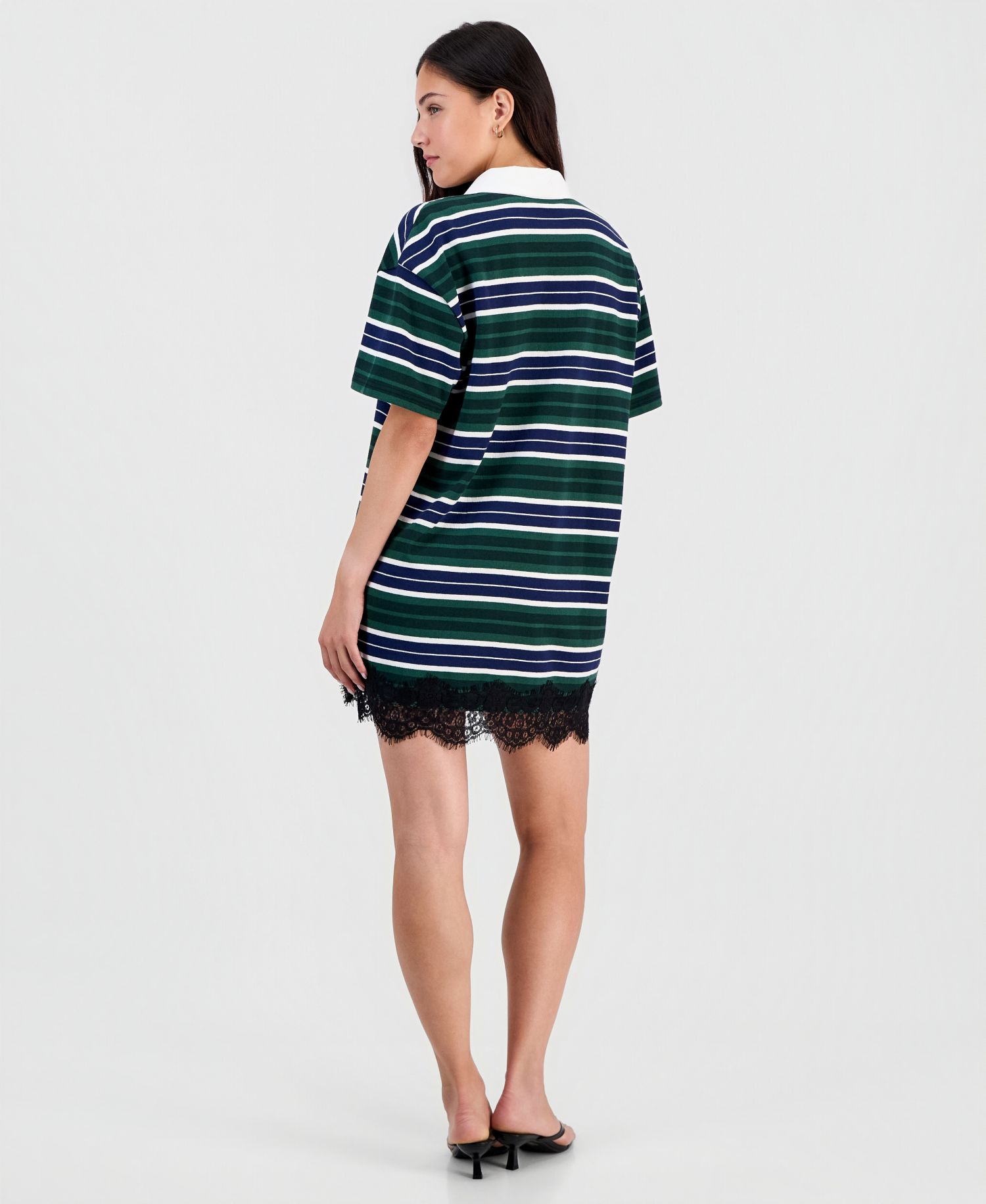 Women's Short-Sleeve Lace-Trim Rugby Dress