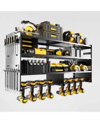 Power Tool Organizer Wall Mount Drill Holder Metal Rack Garage Workshop Storage