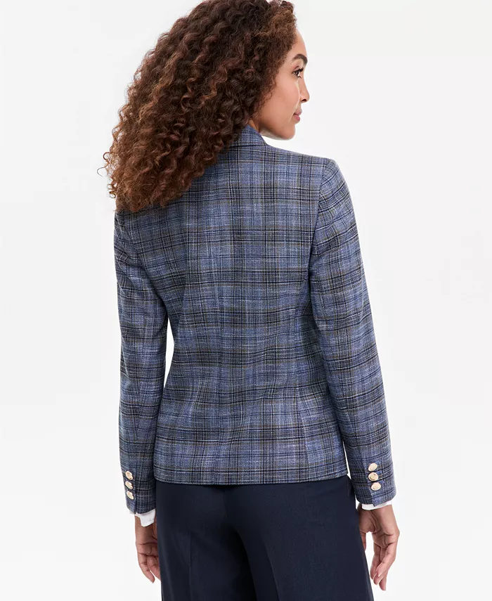Women's Plaid Double-Breasted Blazer - thumbnail 2