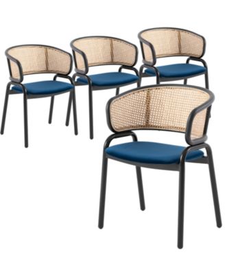 Ervilla 4-PCS Modern Upholstered Kitchen Dining Chair - Comfortable Velvet Cushion and Powder-Coated Metal Frame