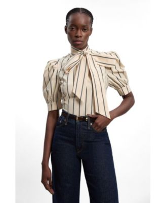 Women's Stripe Bow Blouse