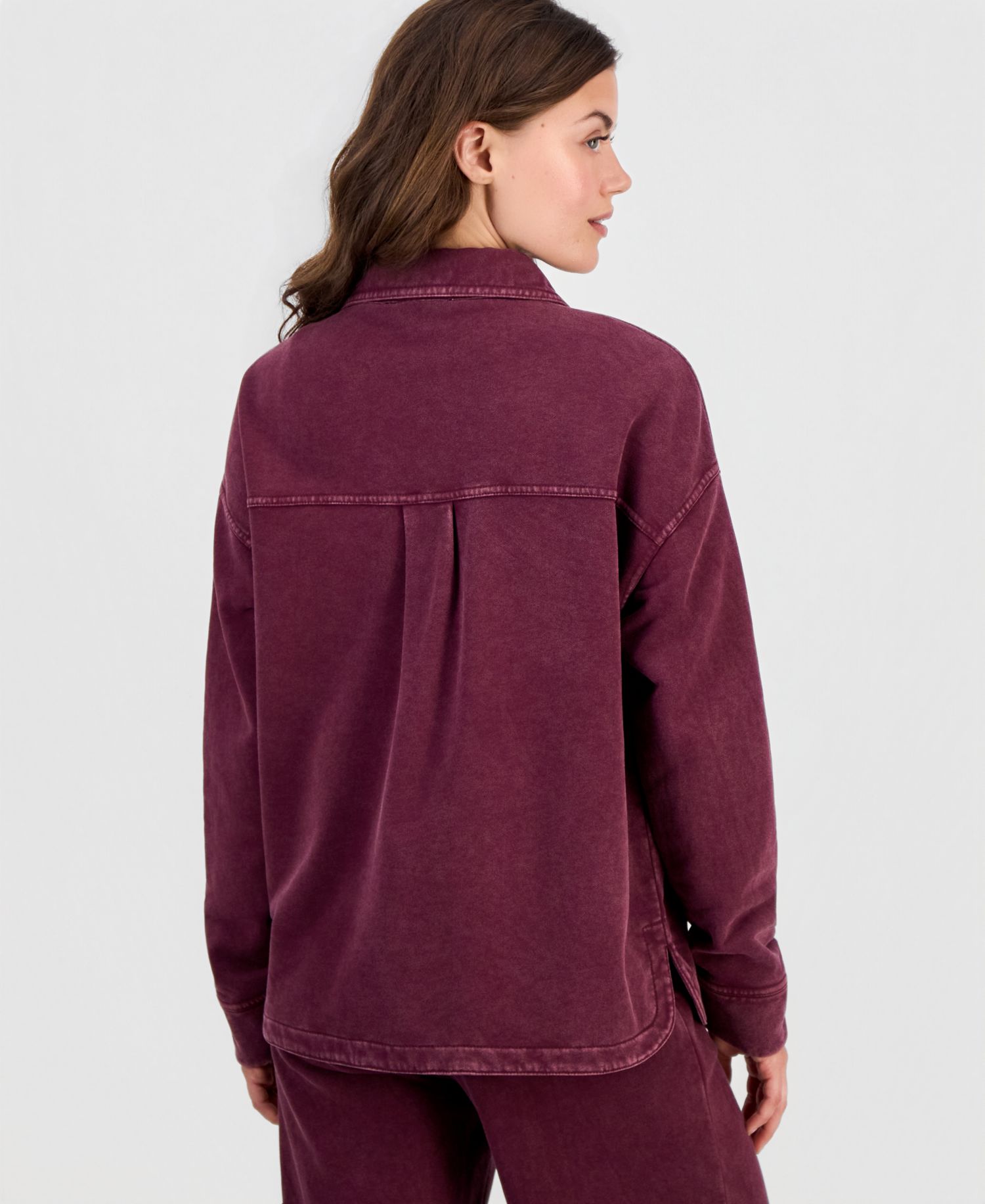 Petite French Terry Button-Front Shacket