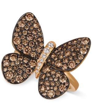 image of Le Vian Chocolatier Chocolatier Diamond Butterfly Ring (1-7/8 ct. t.w.) in 14k Rose Gold