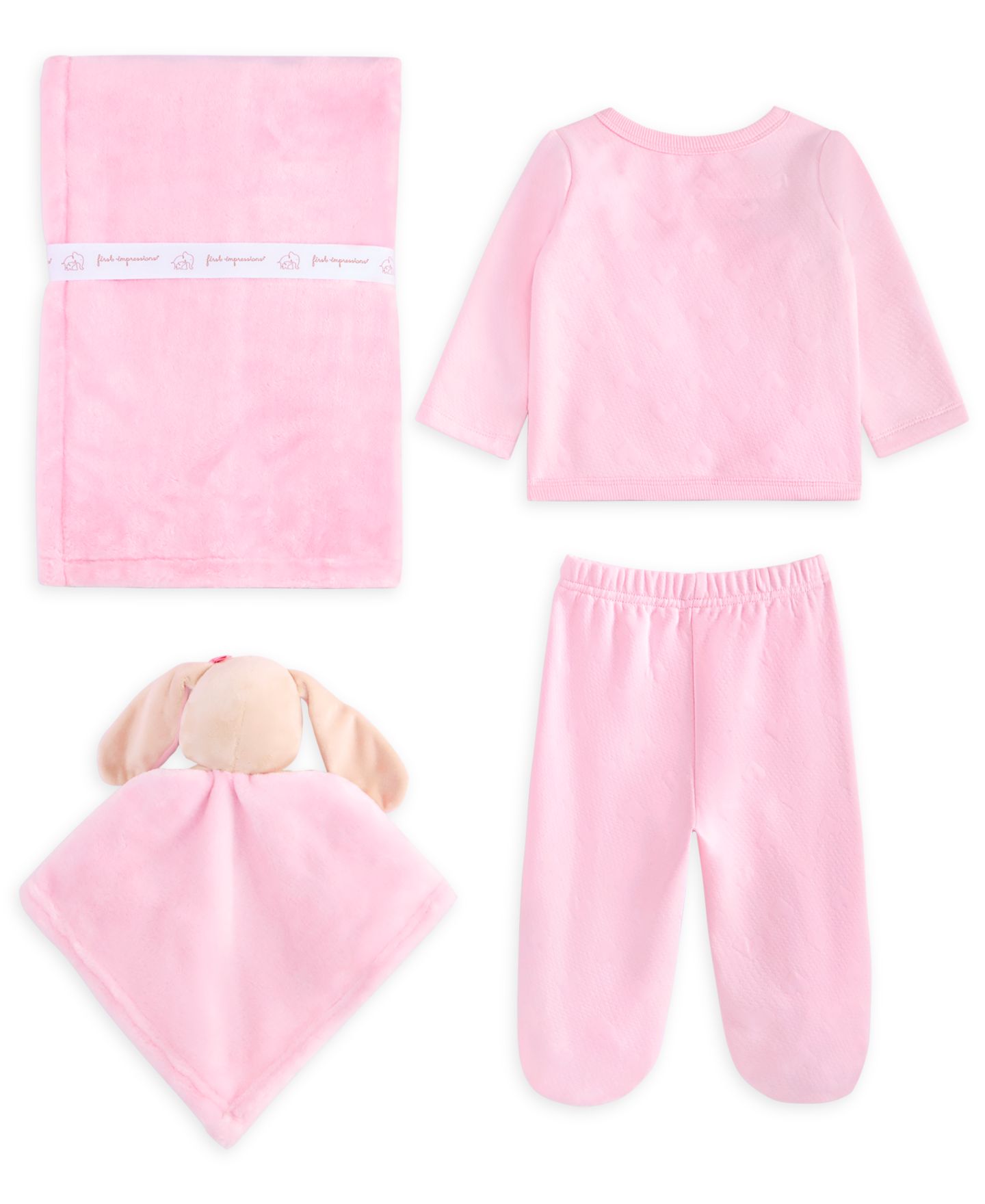 Комплекты First Impressions Long-Sleeve Top, Footed Pants, Blanket & Security Blanket, 4-Piece Set для девочек-малышей — фото 2