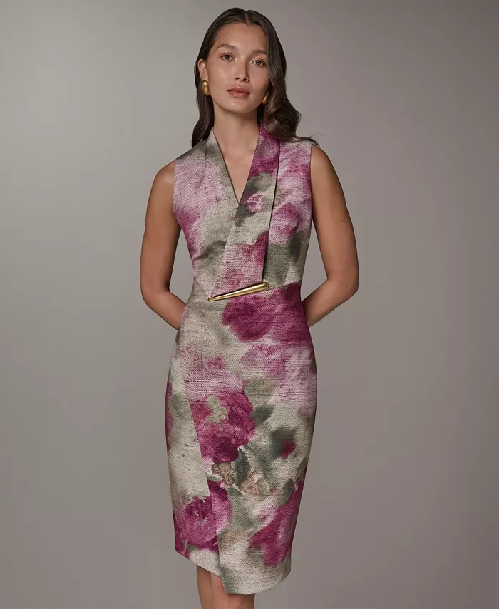 Women's Floral Sheath Hardware Dress - thumbnail 4