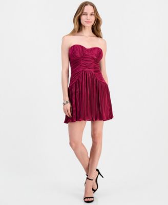 Women's Greeier Pleated Strapless Mini Dress