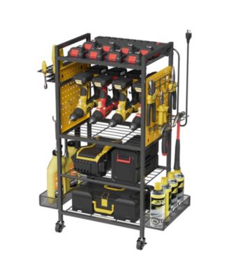 Power Tool Organizer Cart Charging Station Rolling Storage Drill Holder