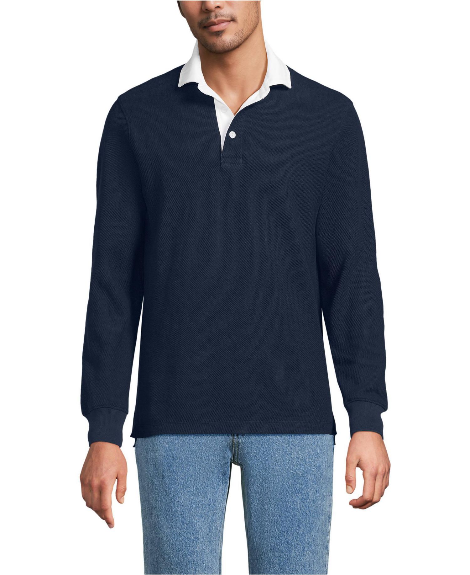 Men's Long Sleeve Honeycomb Pique Rugby
