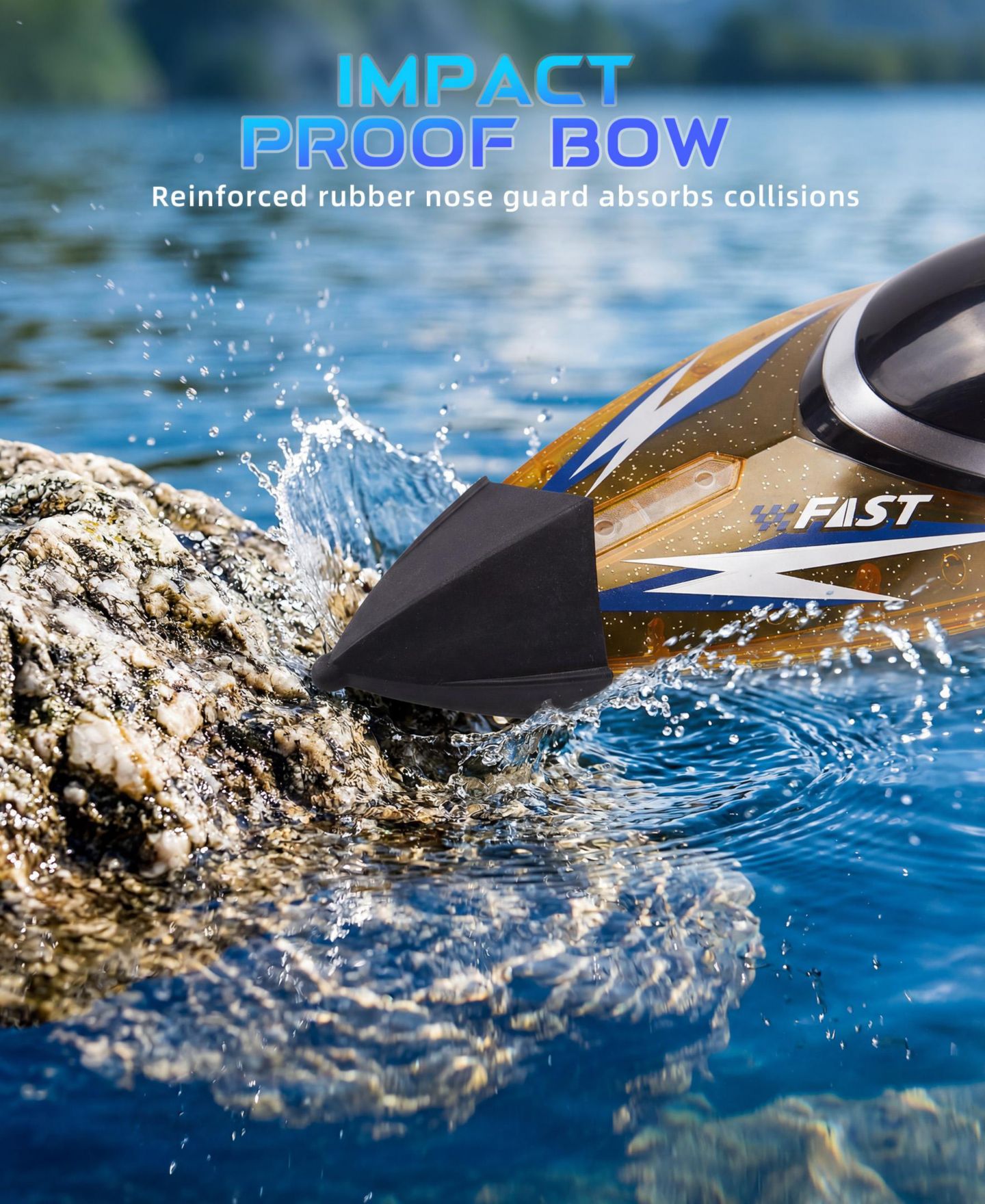 Детская игрушка SUGIFT Remote Control Boat 30KMH High Speed RC Racing Boat for Pool Lake Kids, цвет: Жёлтый — фото 7