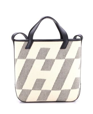 27 Cabas H en Biais Tote Canvas with Leather