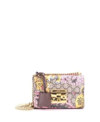 Small Padlock Shoulder Bag Bengal Print GG Coated Canvas