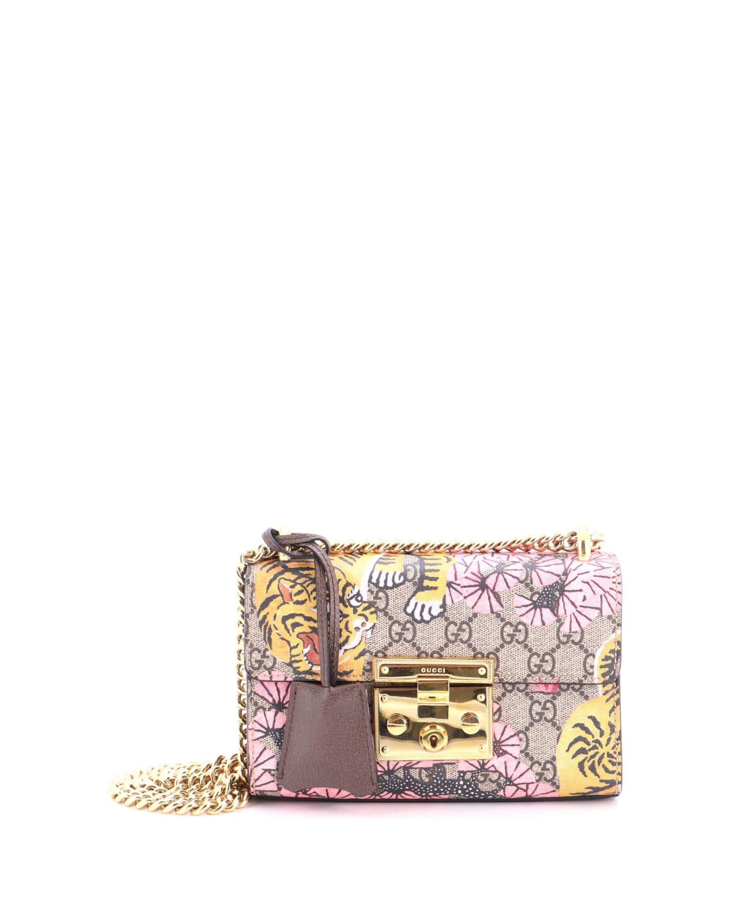 Small Padlock Shoulder Bag Bengal Print GG Coated Canvas