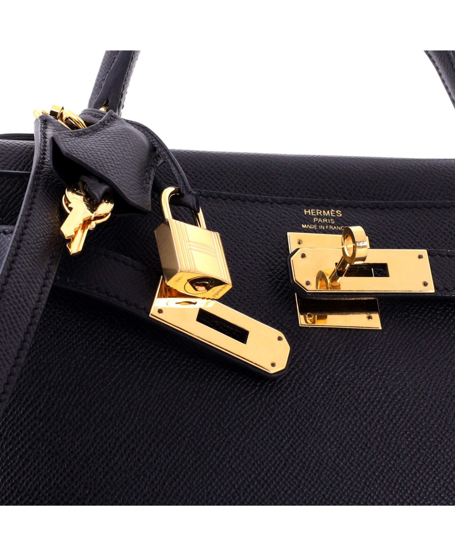 Kelly 28 Handbag Black Epsom with Gold Hardware