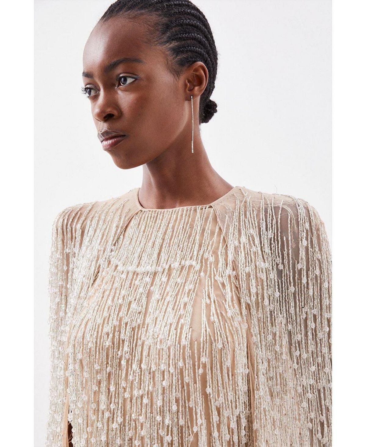 Karen Millen Women's Fringe Cape Mini Dress view 4 — MAYCSS fashion products