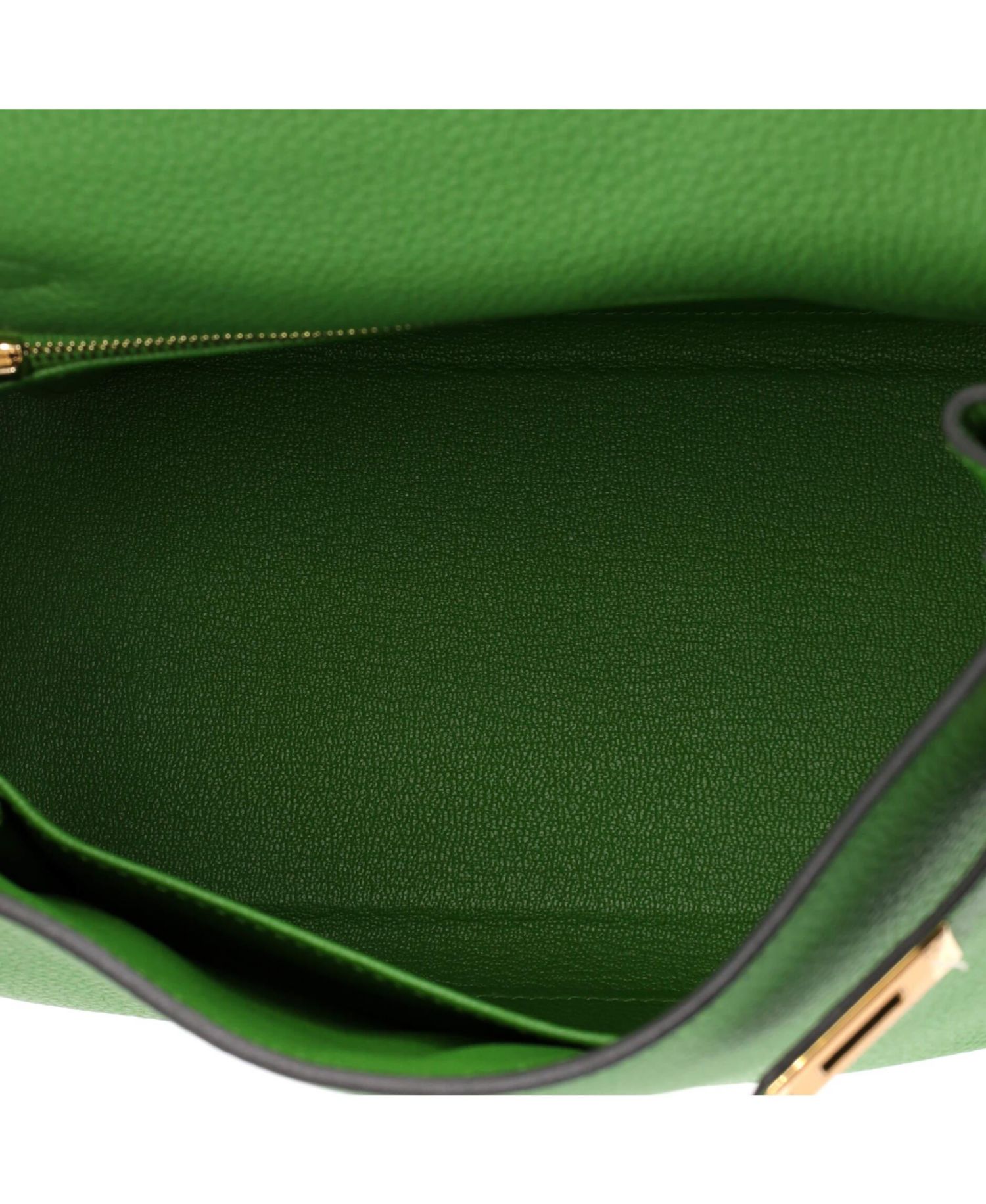Kelly 25 Handbag Green Togo with Gold Hardware