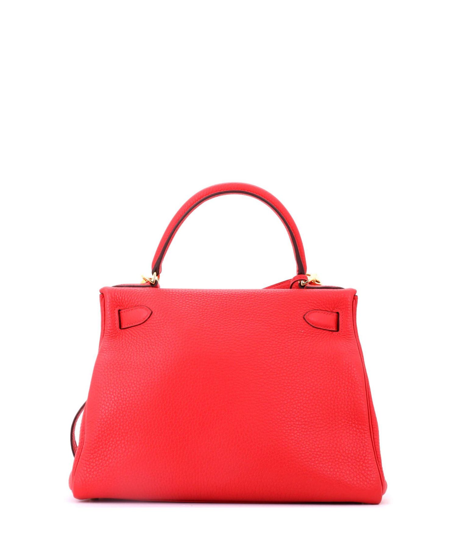 Kelly 28 Handbag Red Clemence with Gold Hardware