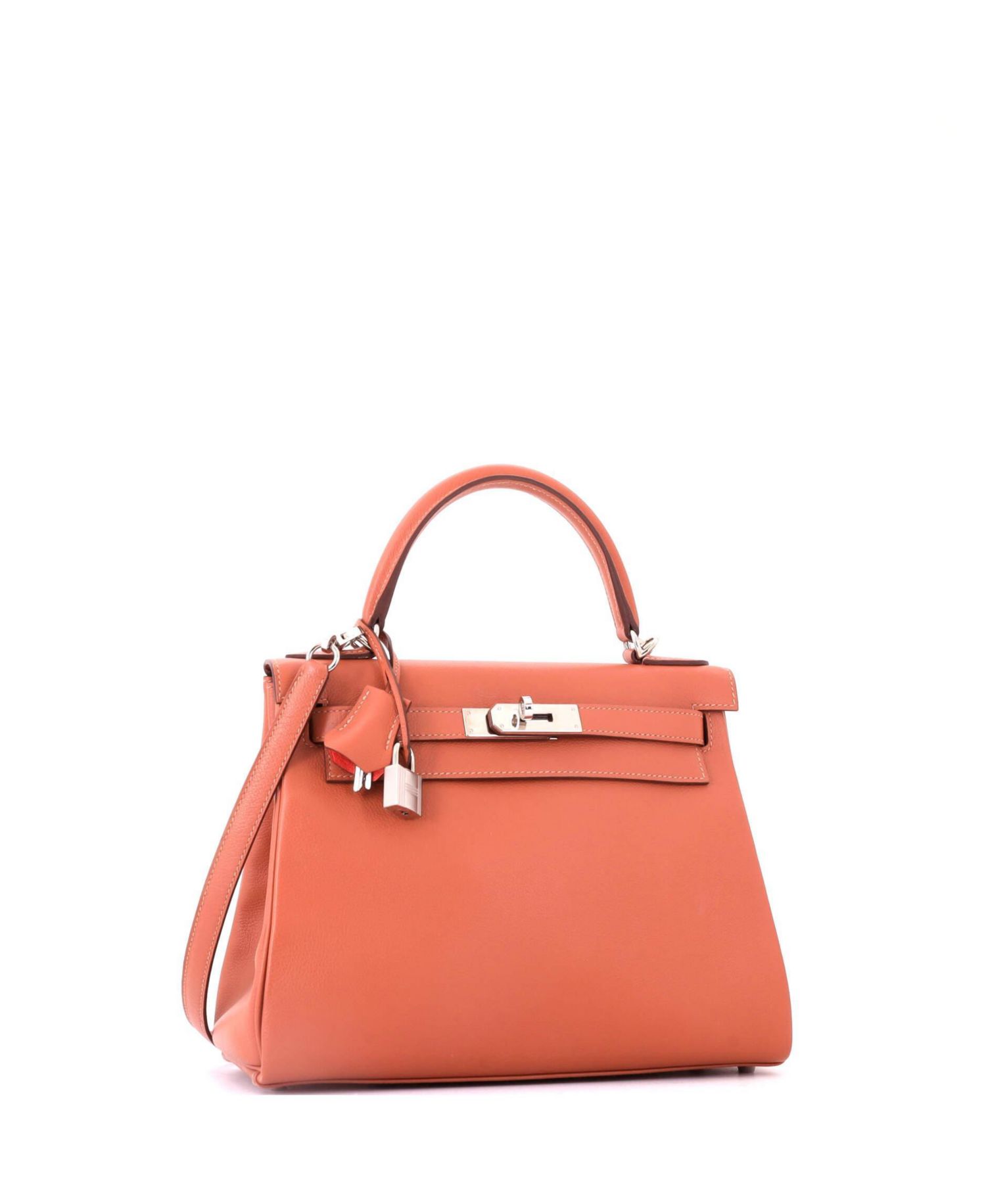 Pre-Owned HERMES Kelly 28 Handbag Verso Evercolor with Palladium Hardware