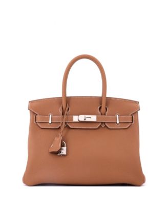 Birkin 30 Handbag Brown Togo with Palladium Hardware