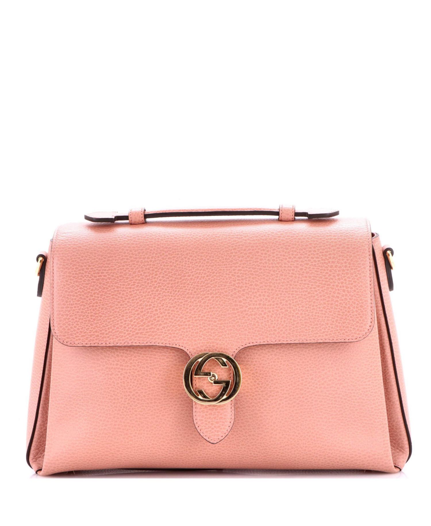 Medium Interlocking Top Handle Bag Leather