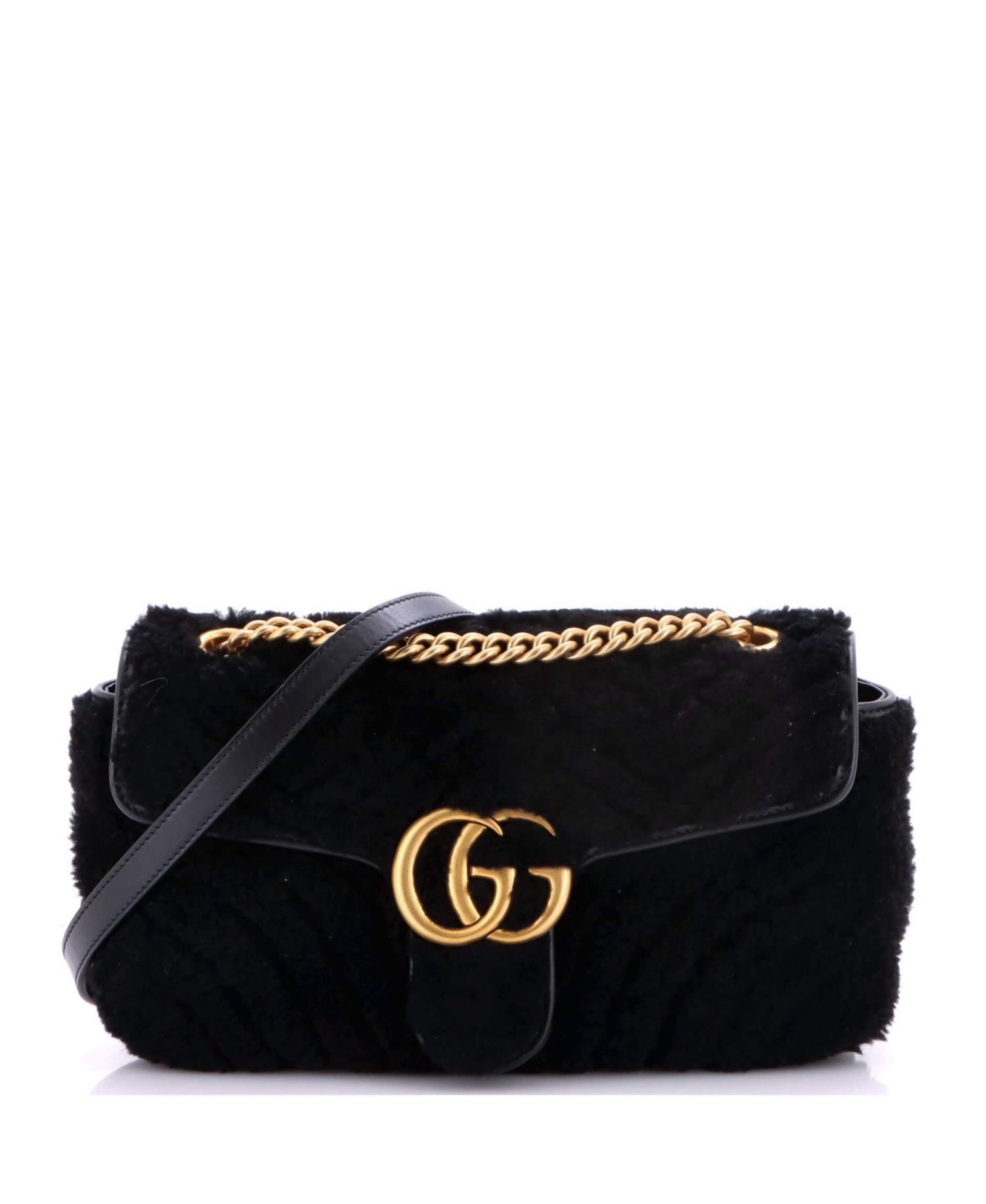 Small GG Marmont Flap Bag Matelasse Shearling