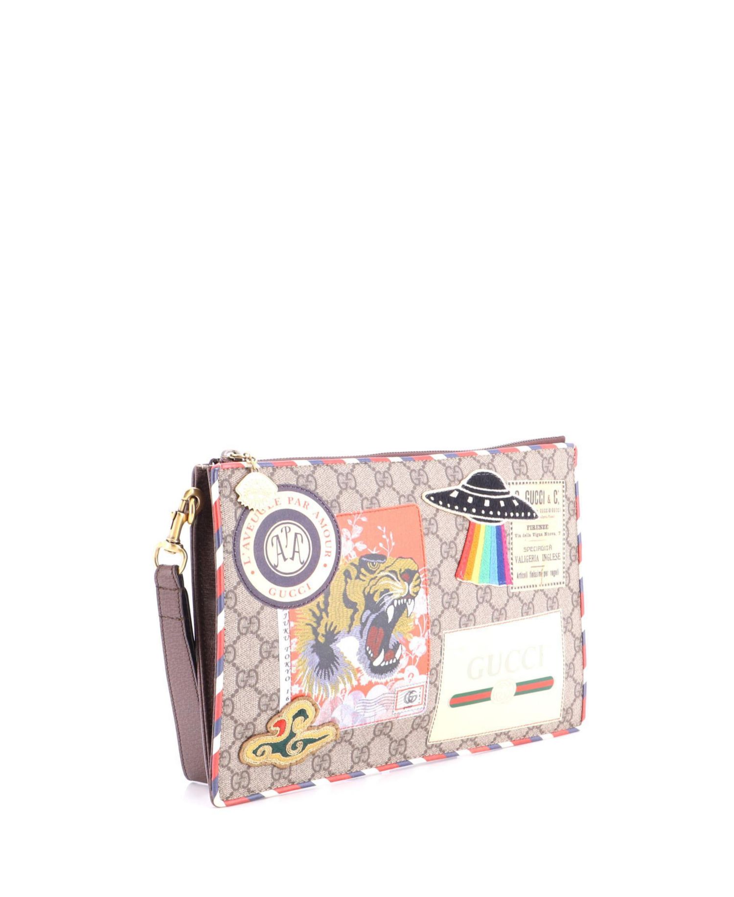 Courrier Pouch GG Coated Canvas with Applique