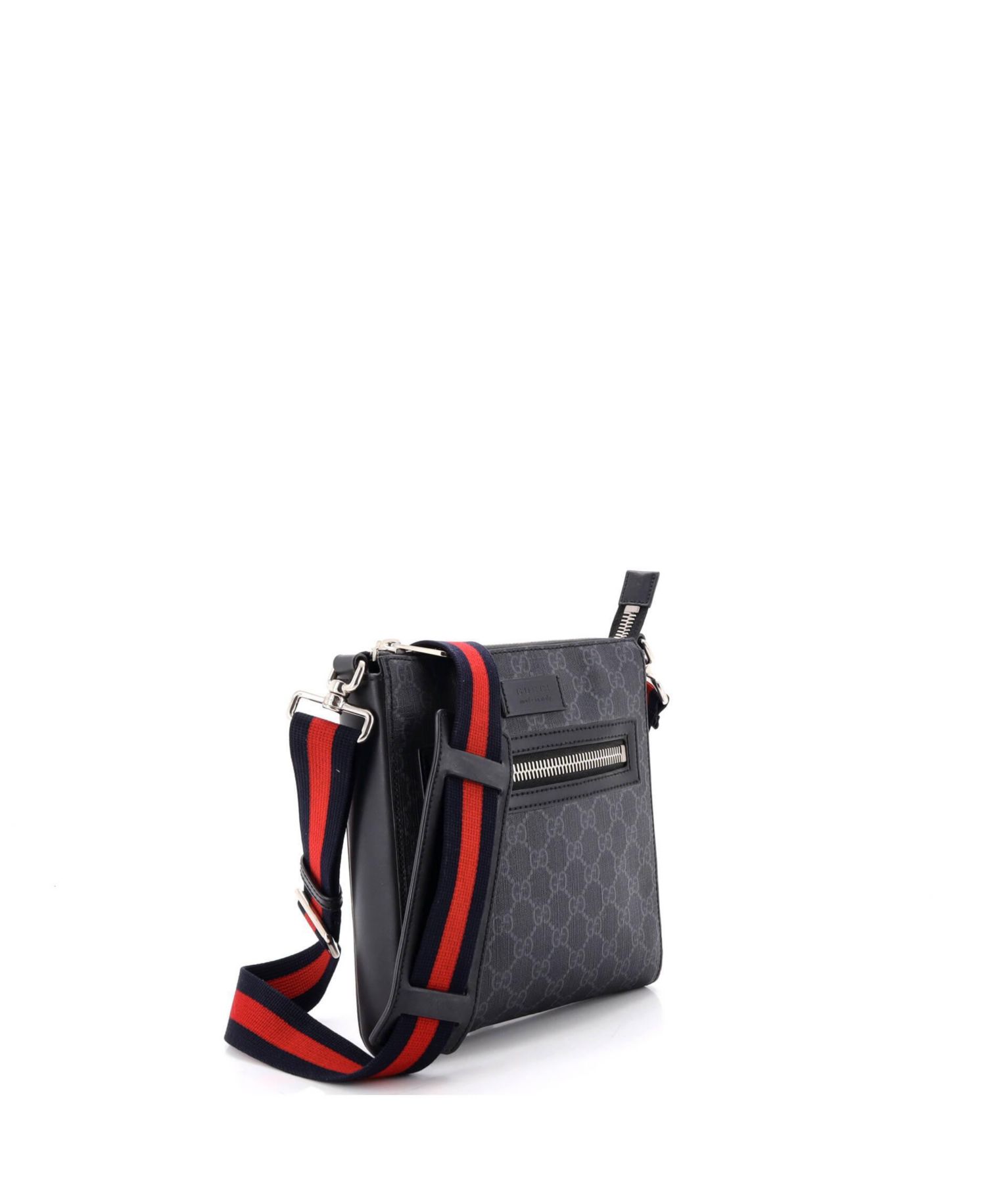 Small Web Strap Front Zip Messenger Bag GG Coated Canvas