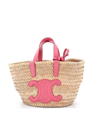 Teen Triomphe Basket Shoulder Bag Raffia with Leather