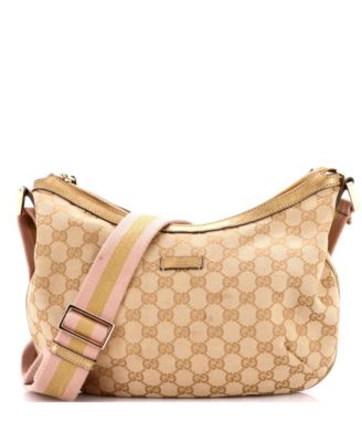Medium Saddle Zip Messenger Bag GG Canvas with Leather