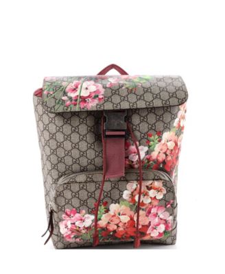 Medium Buckle Backpack Blooms Print GG Coated Canvas