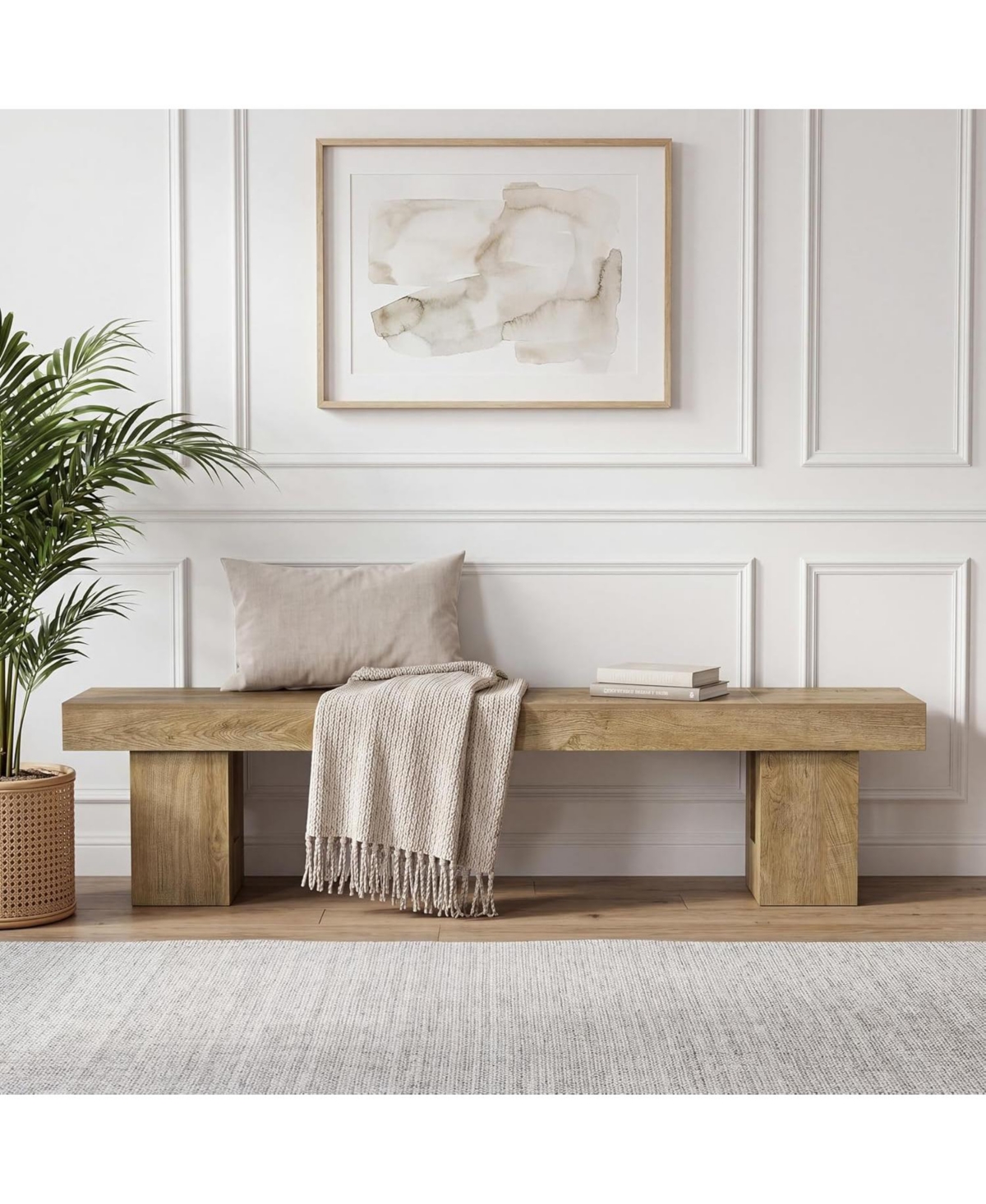 Tribesigns Entryway Bench, 83-Inch Shoe Bench with Sturdy Base, Modern Rustic Decorative Seat
