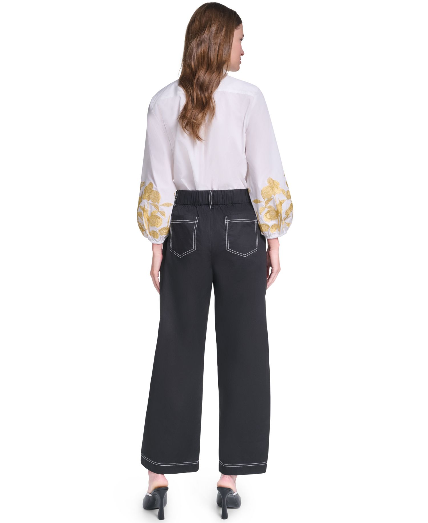 Women’s Fixed Belt Mid-Rise Straight Ankle Pants