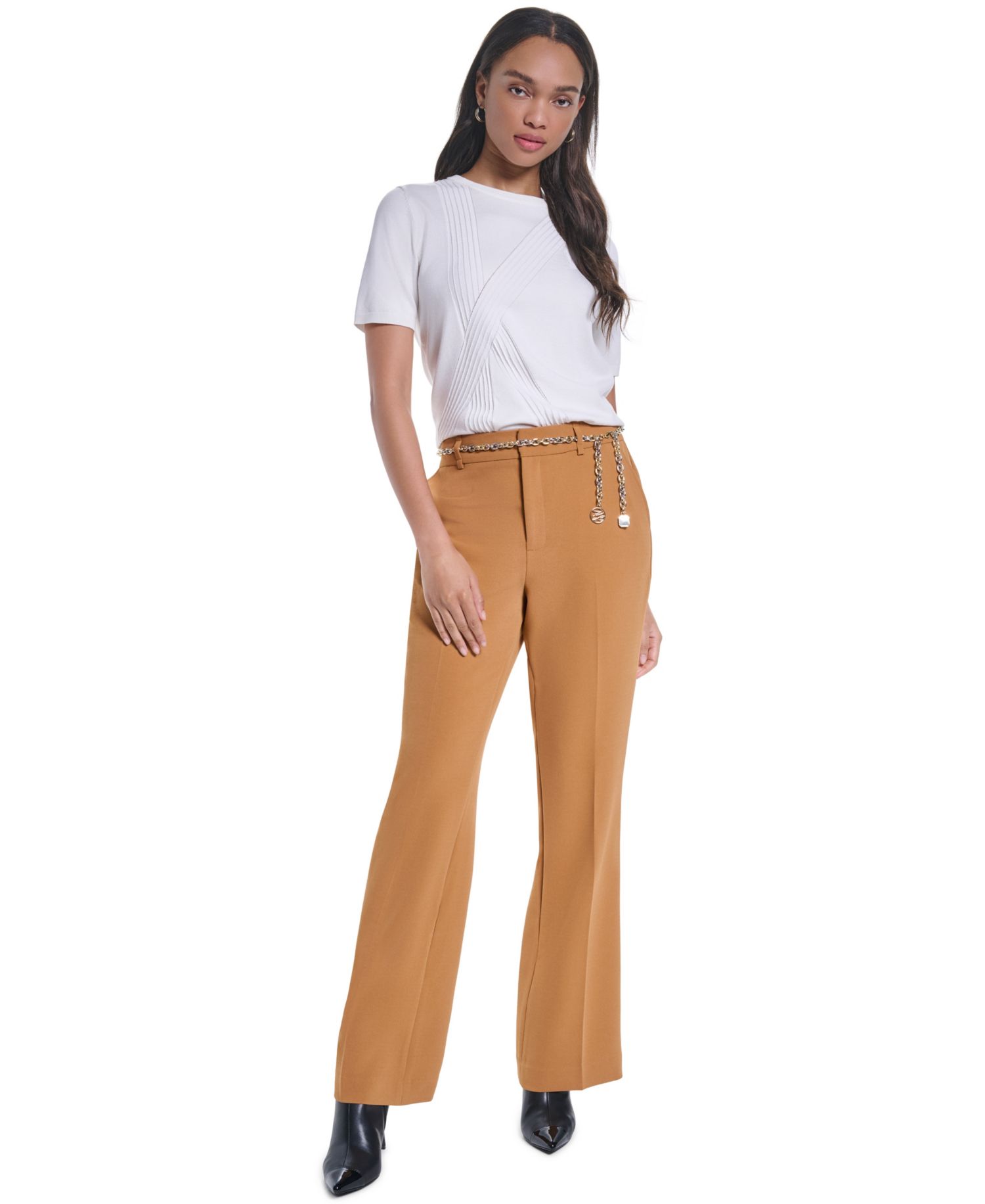 Women's Mid-Rise Chain Belt Pants