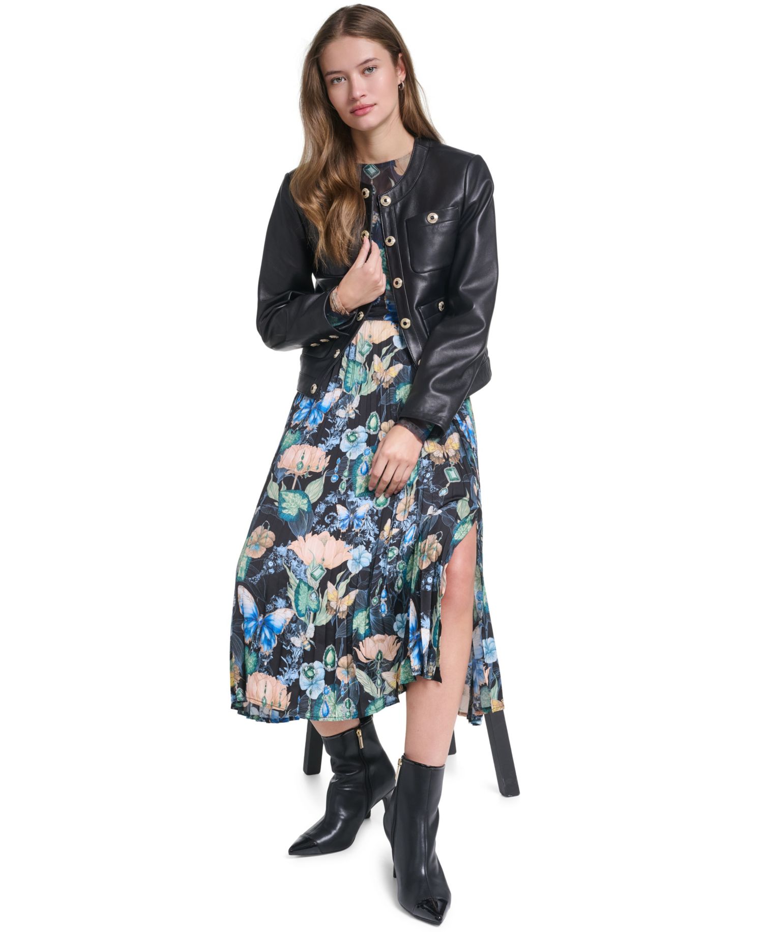 Women's Leather Button-Front Jacket