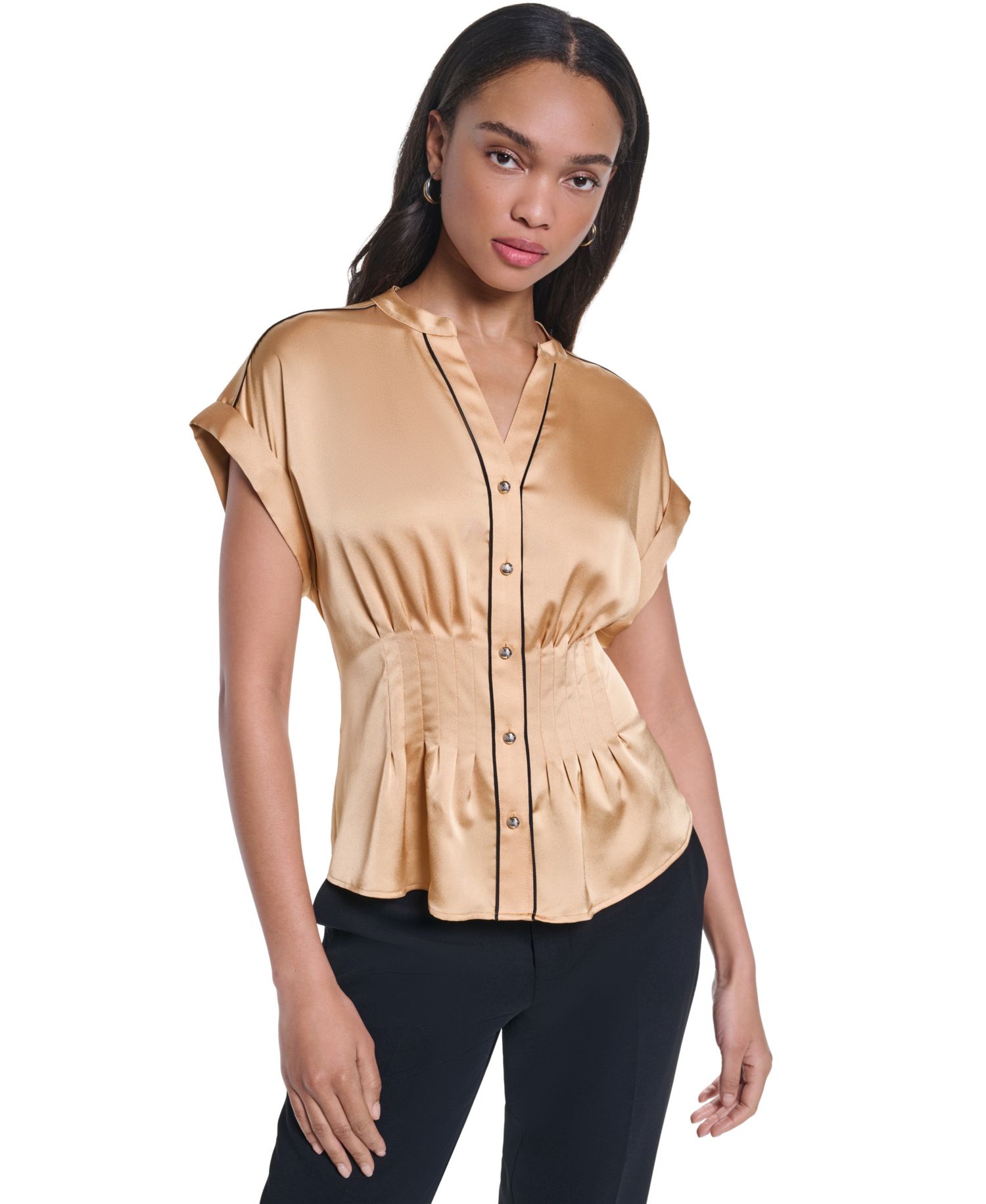 Women's Short-Sleeve Button-Front Blouse