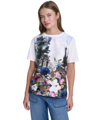 Women's Tie-Front Graphic Top