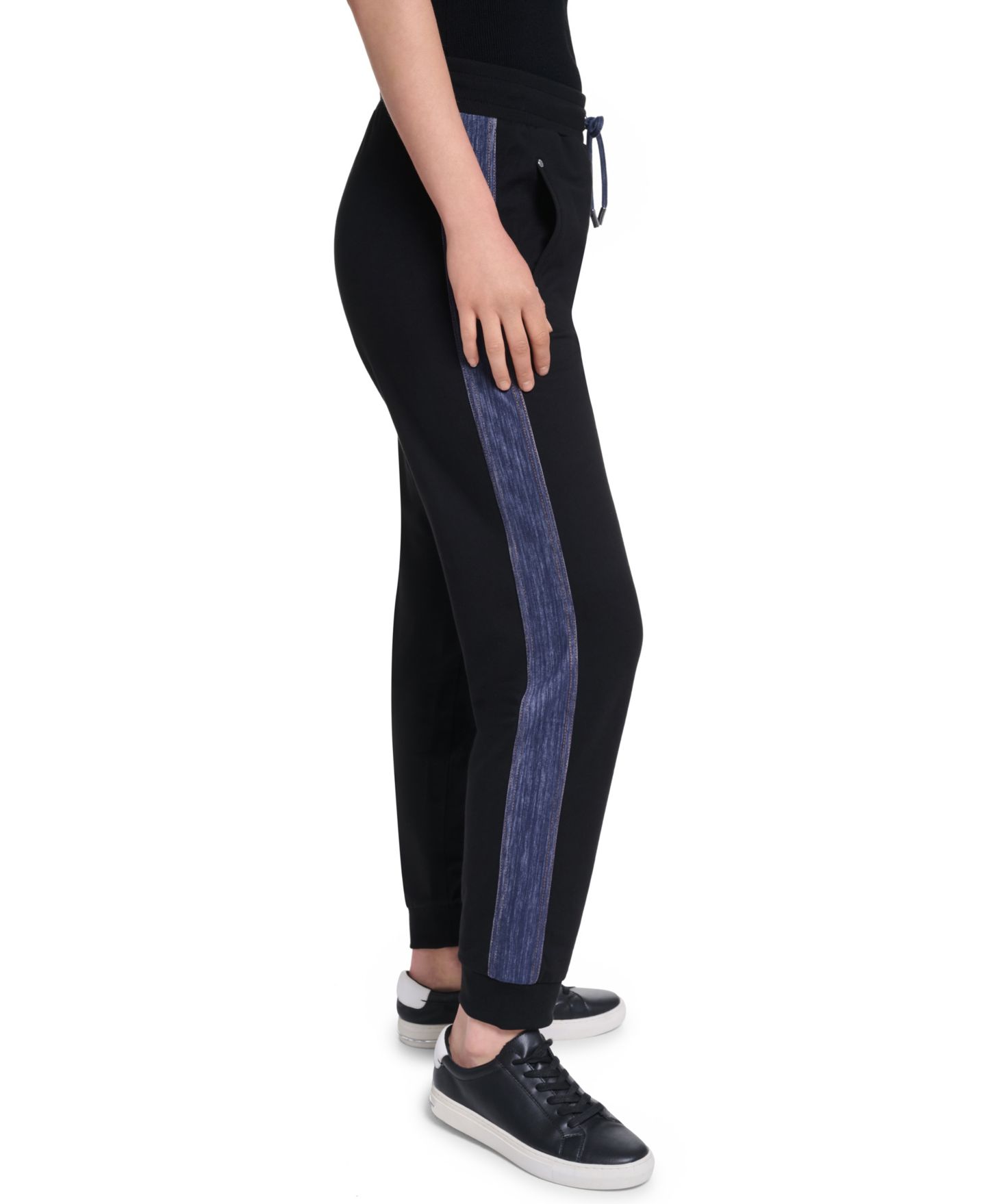Женские брюки KARL LAGERFELD PARIS Denim Contrast Jogger Pull-On Ankle, цвет: Чёрный — фото 3