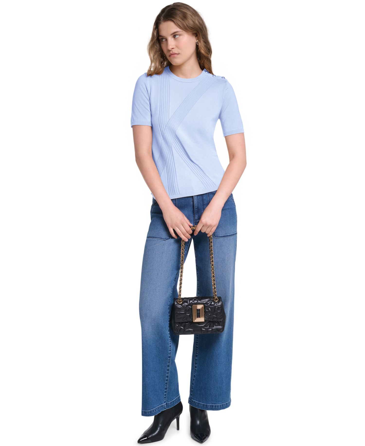 Petite Crewneck Short-Sleeve Sweater