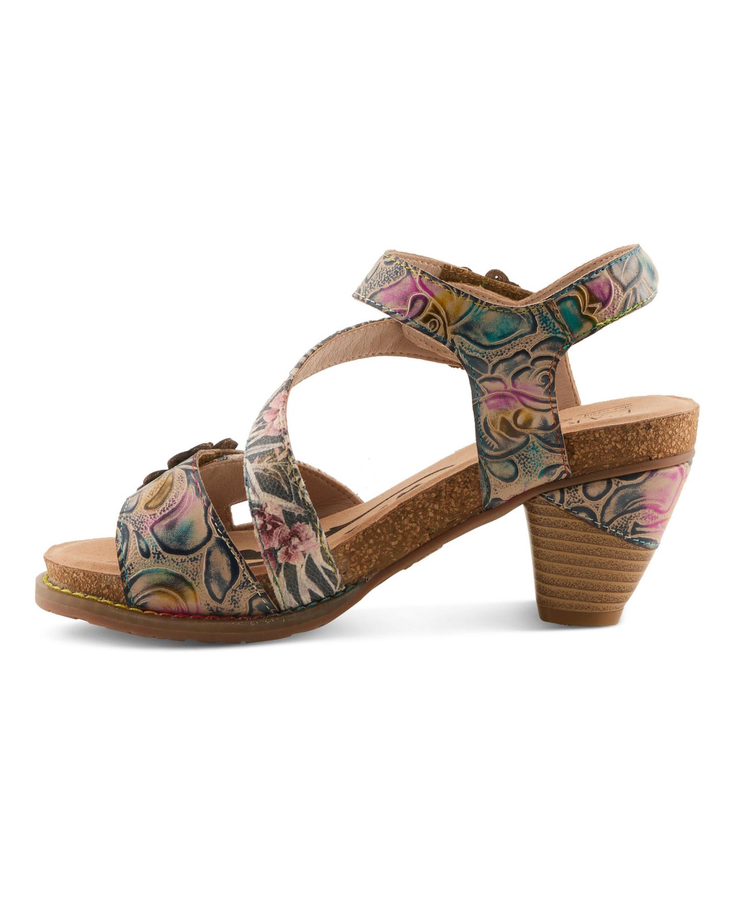 Женские сандалии L'Artiste Shesfab Embossed Leather with Soft Cork Comfort, цвет: Тёмно-синий разноцветный — фото 4