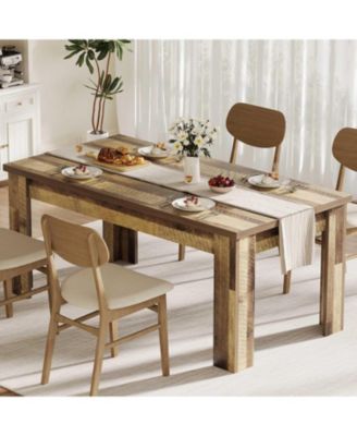 63" Dining Table for 4-6 – Farmhouse Dinner Table with Large Tabletop, Rectangular for Kitchen Living Room
