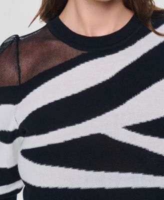 Women's Zebra-Print 3/4-Sleeve Sweater thumbnail 6