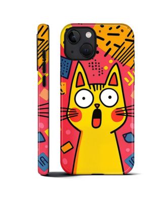 Case for iPhone 15, 2-in-1 Dual-Layer Shockproof Protection, Funny Cat Art Glossy Case