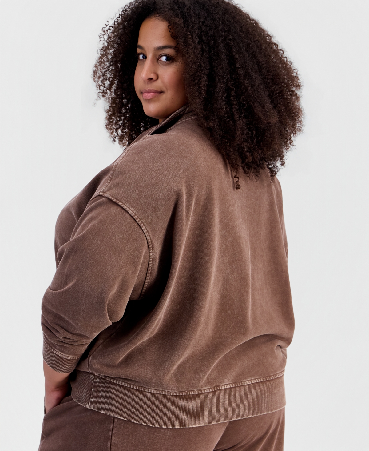 And Now This Plus Lounge Henley Mock Neck Long-Sleeve French-Terry, Macy's Exclusive