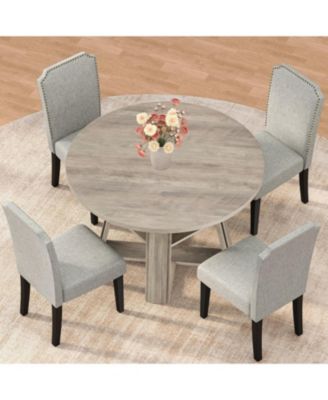 Extendable Round Dining Table for 4-8 – Transformer Oval Table with Wood Pedestal Base and Storage Shelf, for Kitchen or Apartment