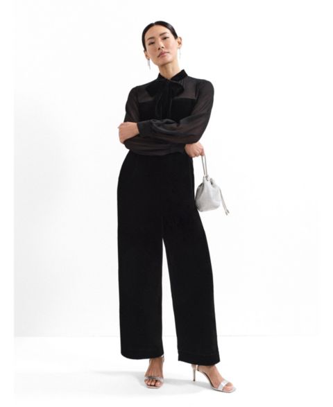 Женский комбинезон Phase Eight Magie Velvet Tie Neck Jumpsuit, цвет: Чёрный