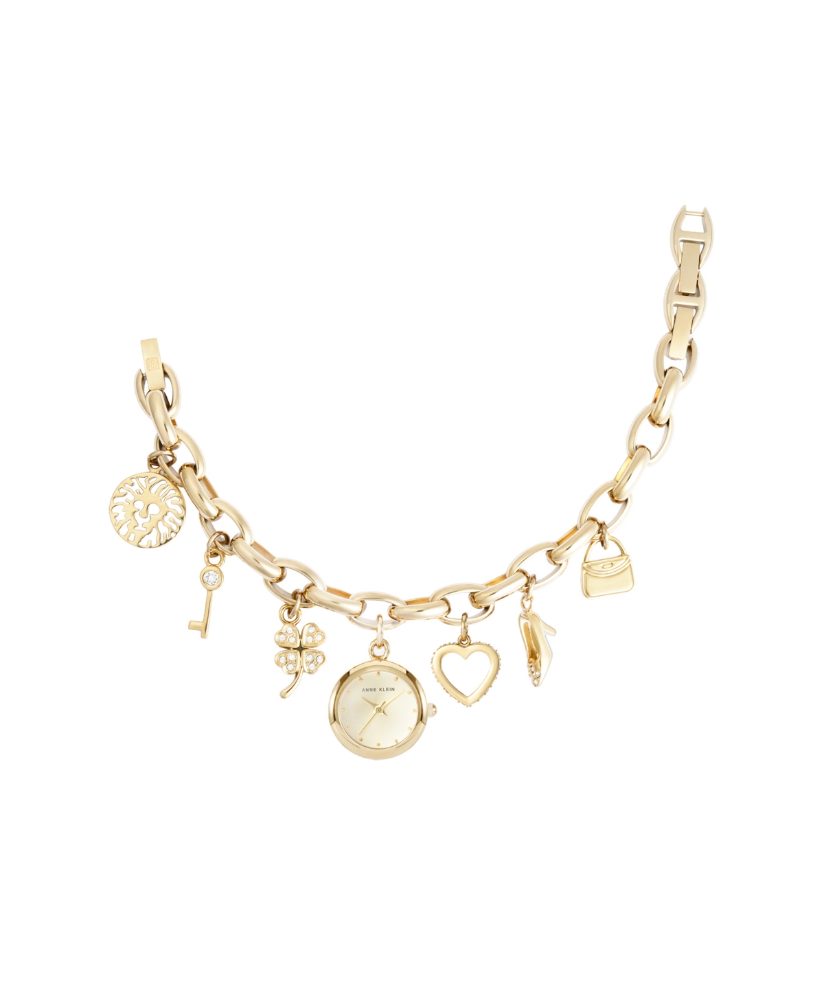 Anne Klein Women's Quartz Gold-Tone Multi-Charm Bracelet Watch 20mm x 20mm
