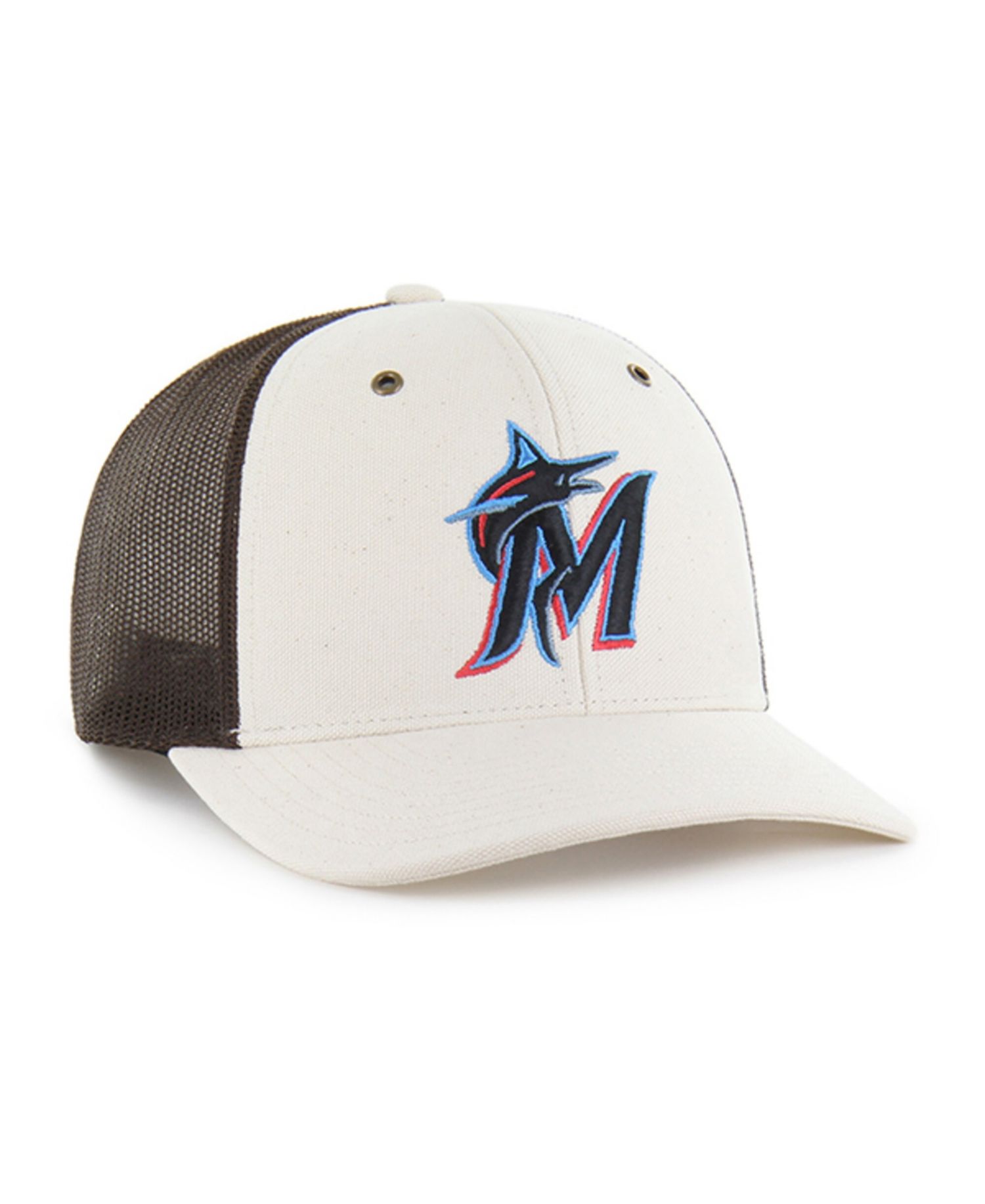 Carhartt x '47 Men's Natural/Brown Miami Marlins Undyed Trucker Adjustable Hat