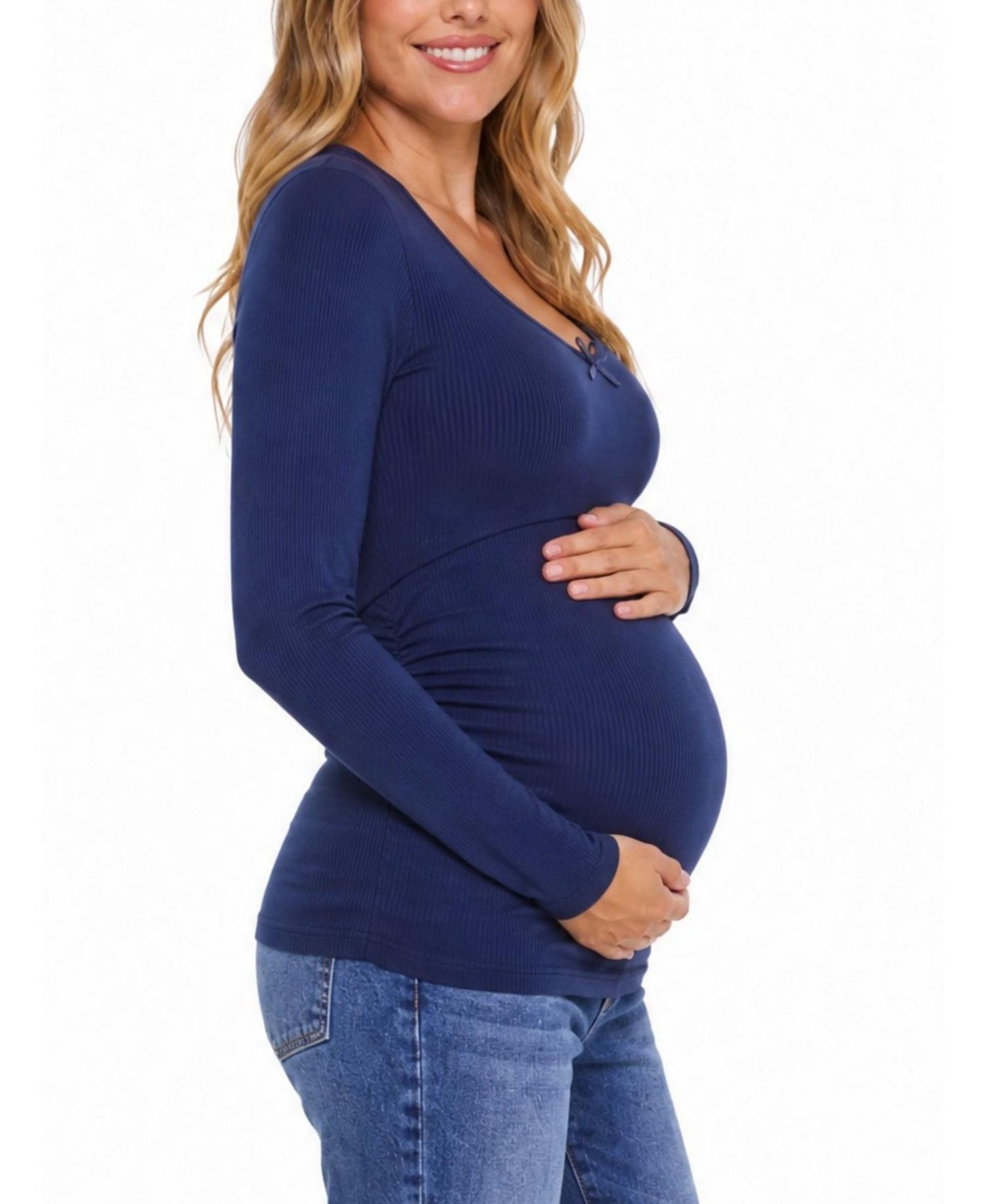 Women's Motherhood Sweetheart Side-Ruched Long Sleeve Tee - Motherhood