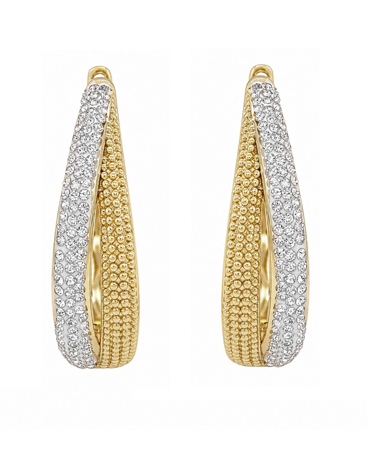 Crystal Split Texture Hoop Earrings