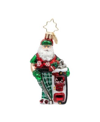 3" Jolly Golfer Santa Gem Ornament